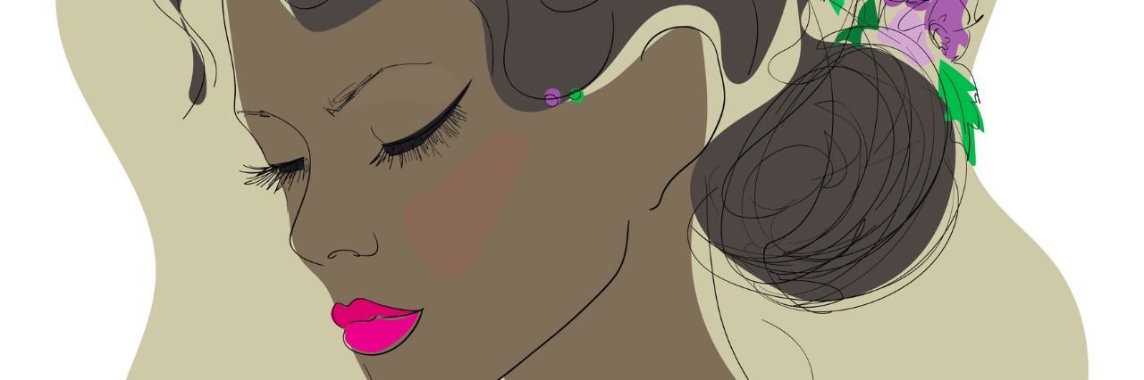 Choices I Can Make on Good and Bad Days With Mental Illness sketch , face of a beautiful girl with decoration of flowers