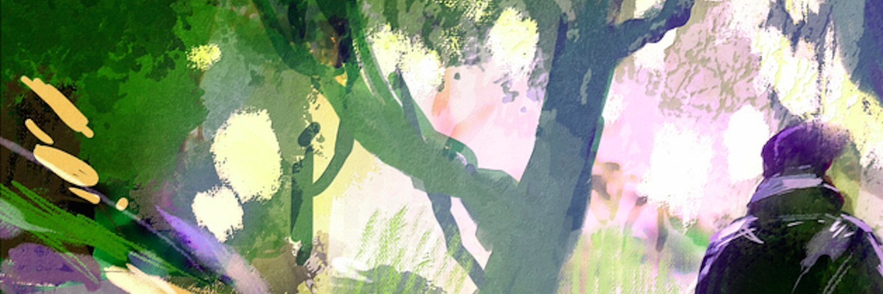 A Letter to My Addiction: I Am Stronger Than This illustration of person walking next to trees in park