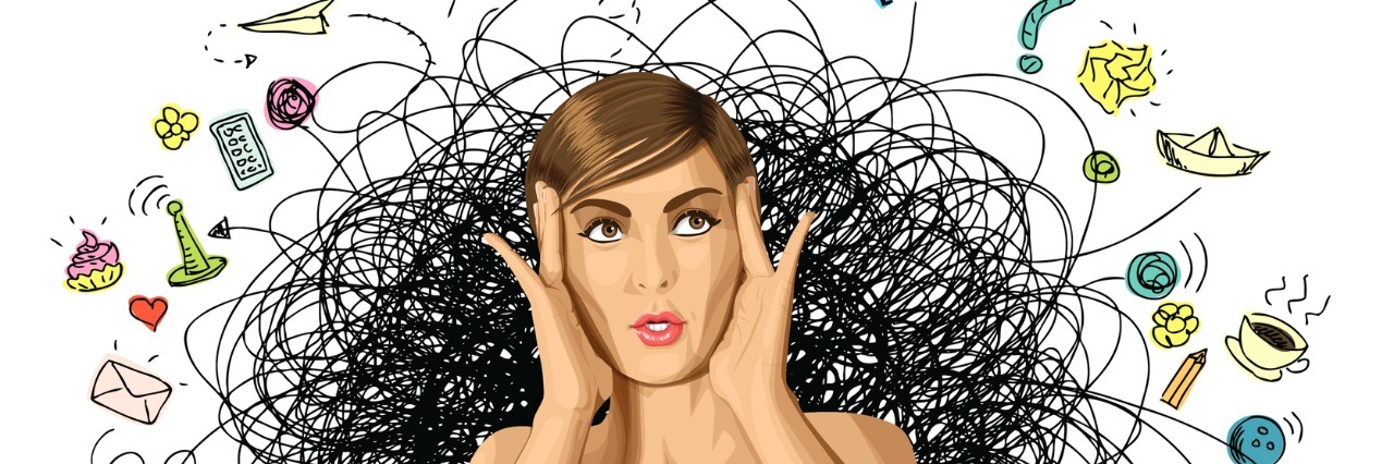 Trying to Be Perfect When You Have Anxiety and Depression Vector Surprised Girl in Dress