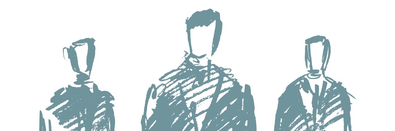 Standing businessman. Concept vector illustration, sketch drawn