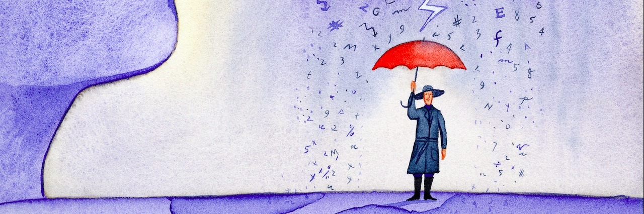 Borderline Personality Disorder Is Exhausting Person breathing out storm cloud; person under cloud with umbrella