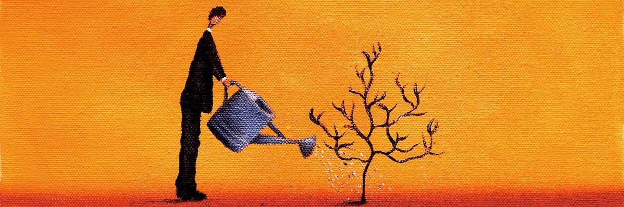 Story of an Addict in Recovery: There Is Hope After Addiction drawing man watering a dead tree