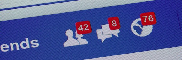 facebook notifications of friend request message and notification on a monitor screen