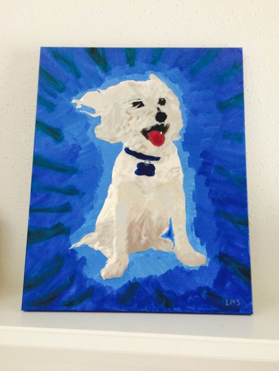 author's painting of her dog, sterling