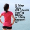 girl standing looking at ocean with her hands on her hips with title 10 things people with ostomies want you to know on ostomy awareness day