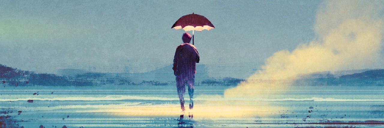 Advice for People Who Are Sick and Don't Have a Diagnosis man outside holding umbrella under sky