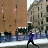 Kate running in a marathon in the snow