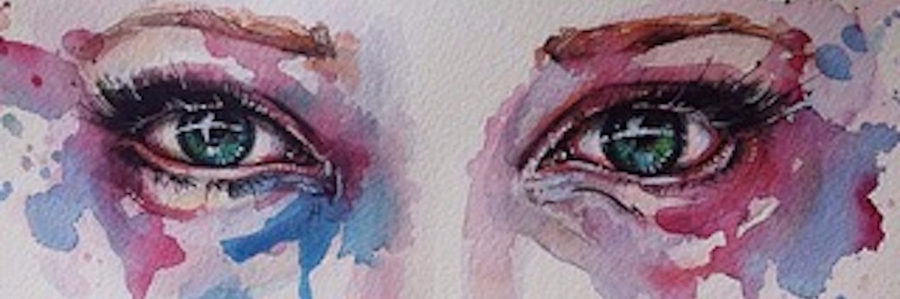Depression Feels Like a Thick Fog watercolor painting of eyes