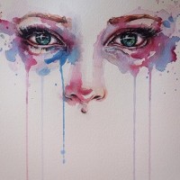 watercolor painting of eyes