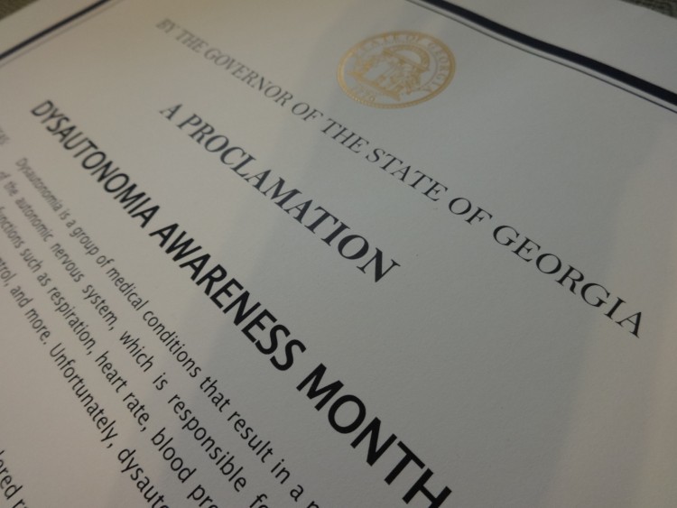 proclamation certificate for dysautonomia awareness month