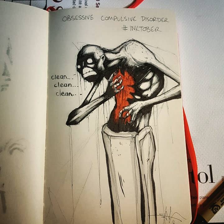 Shawn Coss Creates Creepy Drawings of Mental Illnesses for Inktober