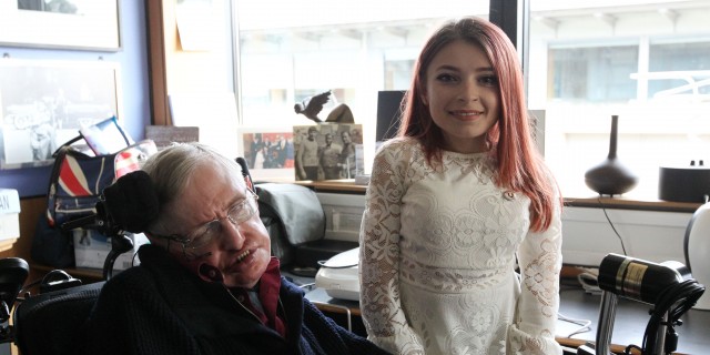 Stephen Hawking and Rebecca Dann