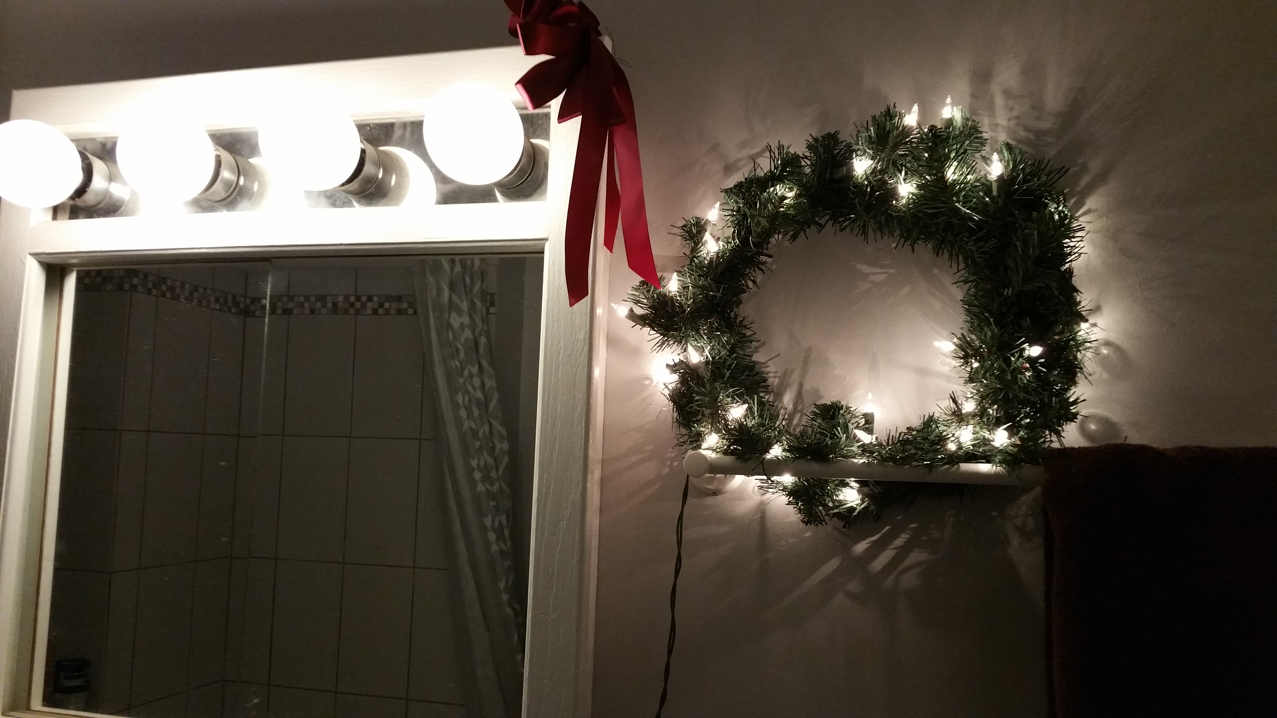 Twinkly lights everywhere--even the bathroom!