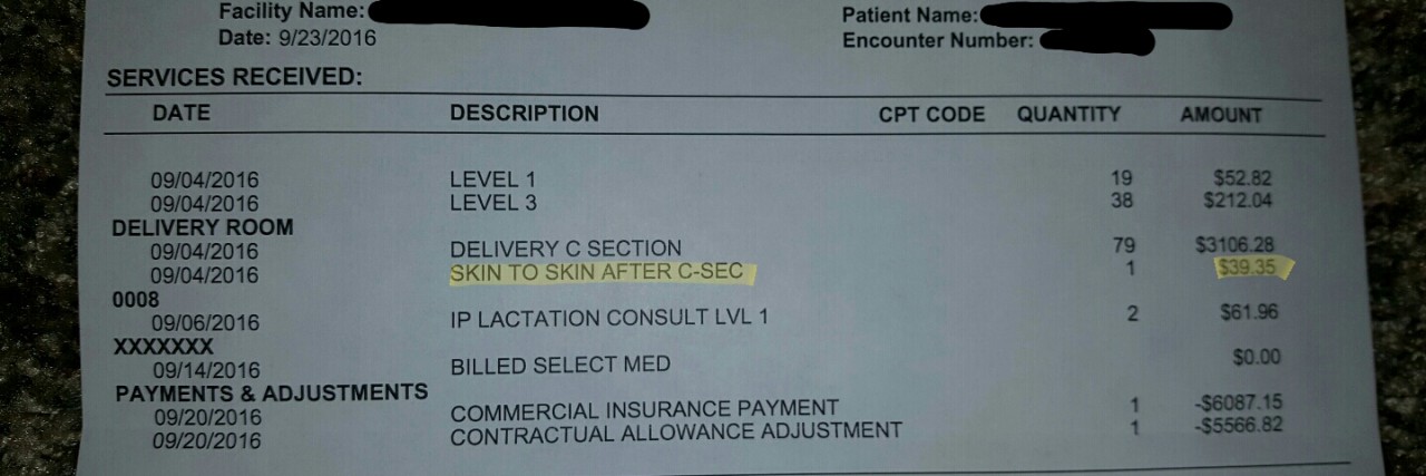 Dad Ryan Grassley Posts Hospital Bill for Holding Baby After C-Section Copy of the Grassley's bill.