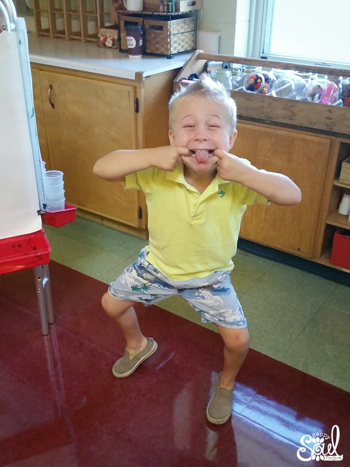 little boy making a funny face