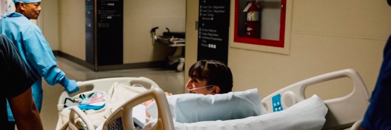 Getting the Call for a Heart-Lung Transplant woman lying in a hospital bed