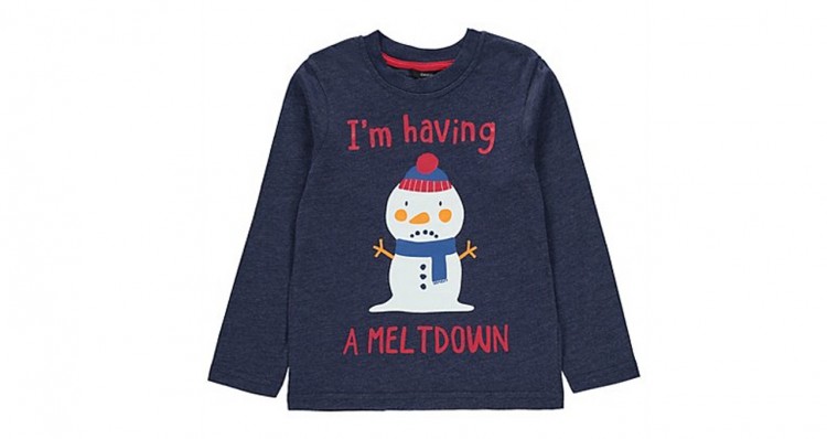 Photo of sweater that says "I'm having a meltdown" and features a snowman
