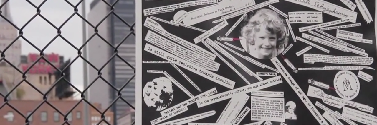 Story Behind Documentary About Suicide: 'The S Word' poster on a fence with photos and words