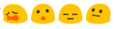 sad, surprised, mad and straight smile emojis
