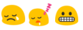 sad, tired and scared emojis
