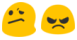 suspicious and angry emojis