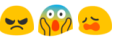 angry, surprised and wailing emojis
