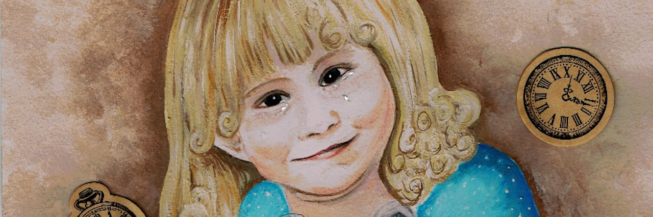 What This Painting Means for My Daughter's Journey With Rare Disease A painting of Molly as a little girl with clocks and a little heart