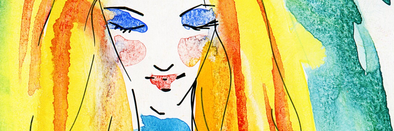 What Postpartum Depression Feels Like and How I'm Coping Watercolor Portrait of Blonde Girl
