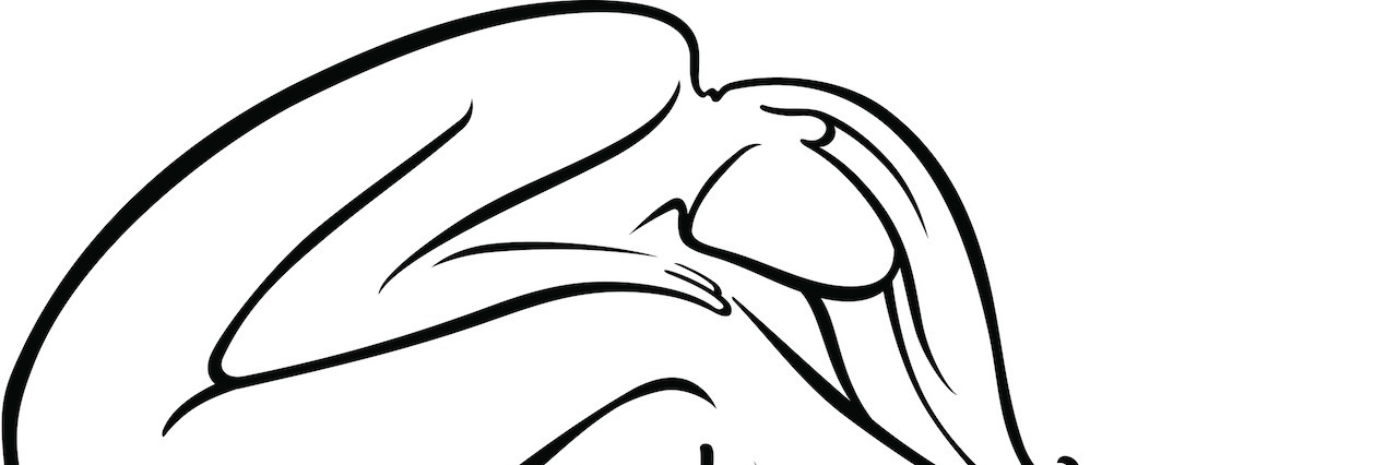 The Toll the Medication for My Mind Takes on My Body sketch of a woman sitting and leaning over