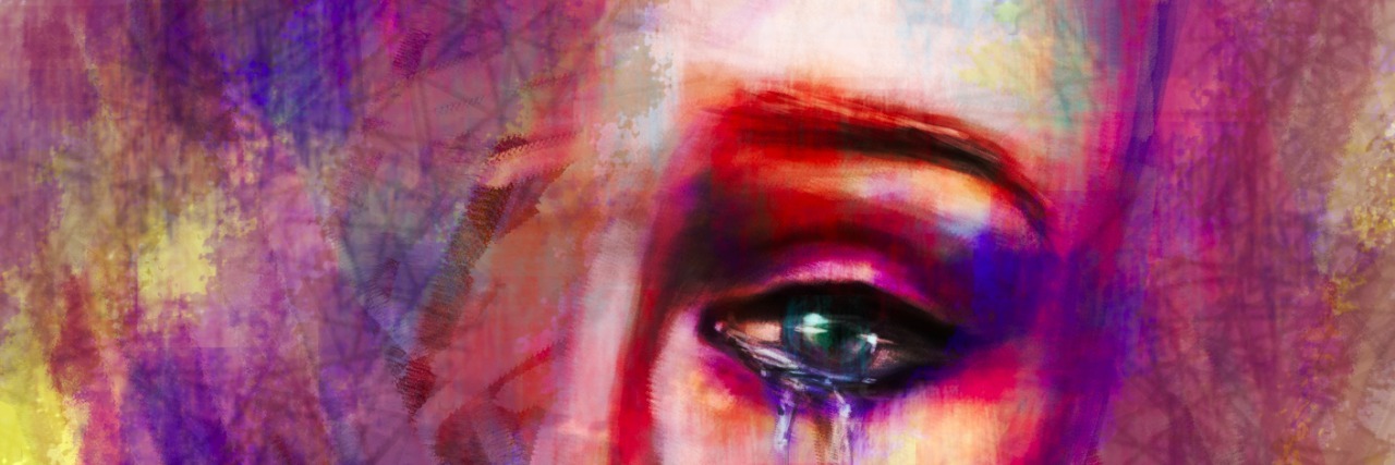 Abstract Digital Illustration sketch of a female with tears.