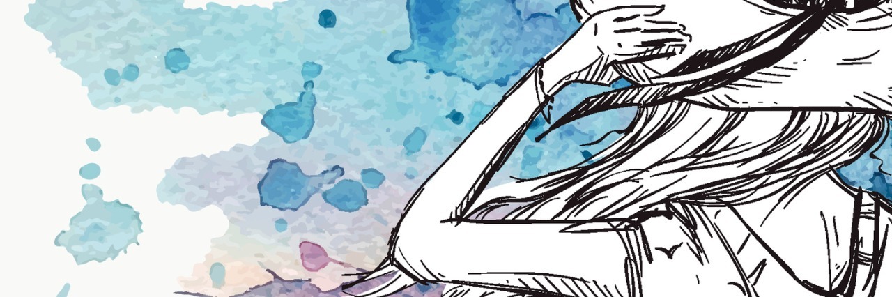 Why I No Longer Feel Like I Have to Apologize for Having Anxiety Illustration of woman holding hat on her head during a breeze