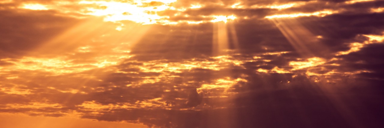 Special Needs Parenting Without God, a Higher Power or Religion sunset sky with light rays