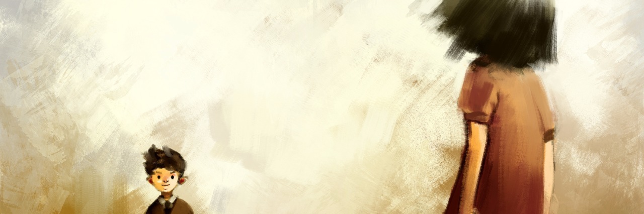 When I Hear 'You Don't Look Like You Have Anything Wrong With You' digital painting of two people facing each other at a distance