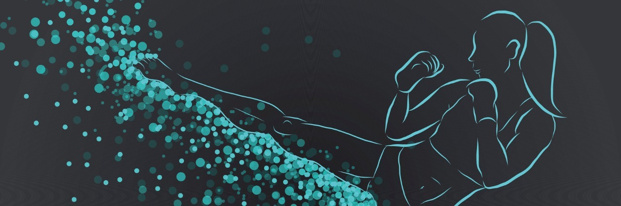 Being Thankful for Dysautonomia and Ehlers-Danlos Syndrome abstract image of a woman boxing