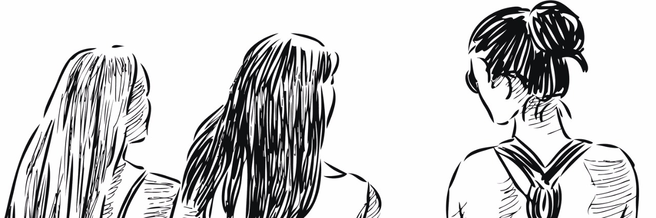 What Not to Say to Someone With a Mental Illness, and Alternatives Vector image of the three young girls on a walk.