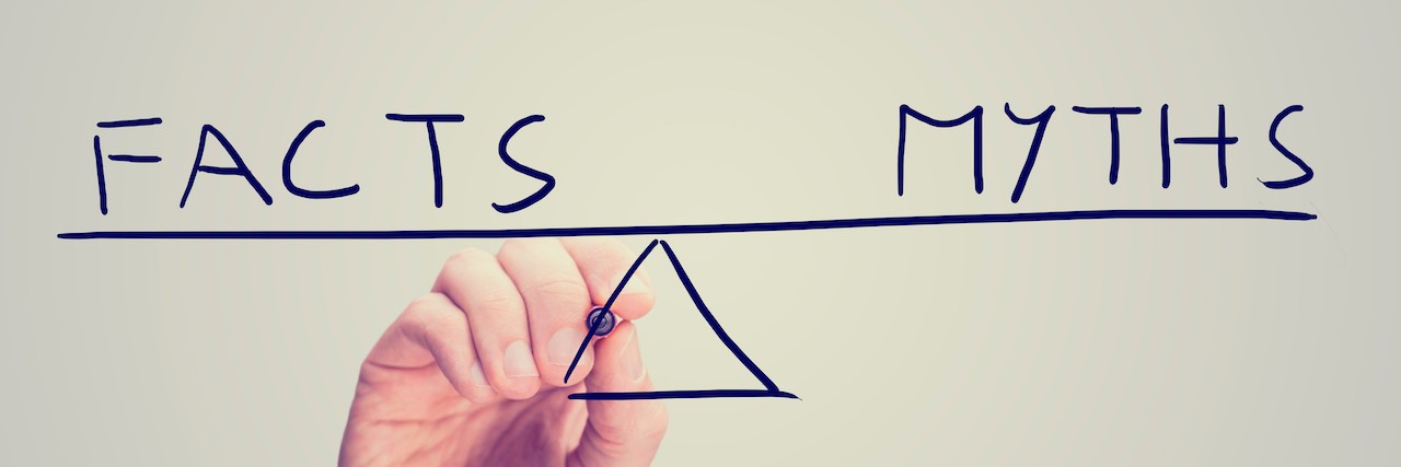 Myths About People With Mental Illnesses drawing of the words "facts" and "myths"