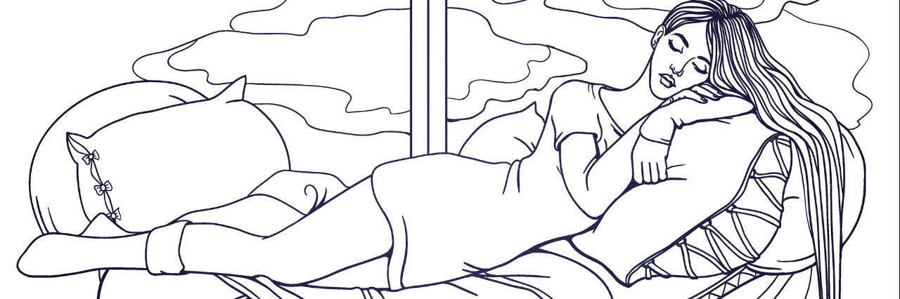 Why I'll Never Feel Like I Lost a Day to My Illness sleeping girl on bed drawn in black and white
