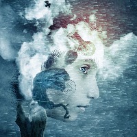 abstract futuristic art imagination of face in dreams