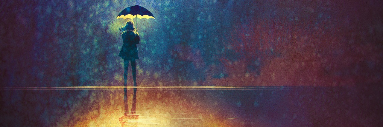 I See You and the Chronic Illness That Follows You woman under umbrella in the rain