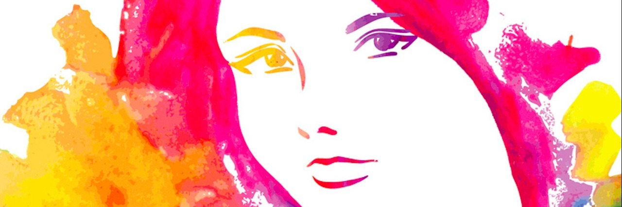 Colorful illustration of woman's face