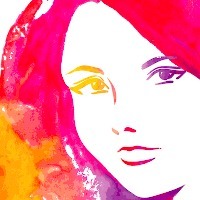 Colorful illustration of woman's face