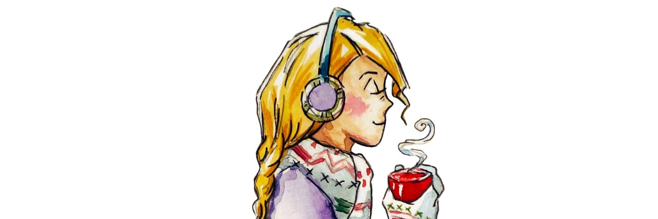 Anorexia Recovery: Accomplishments I Never Believed Would Happen girl holding a cup of coffee. watercolor, Fashion illustration.