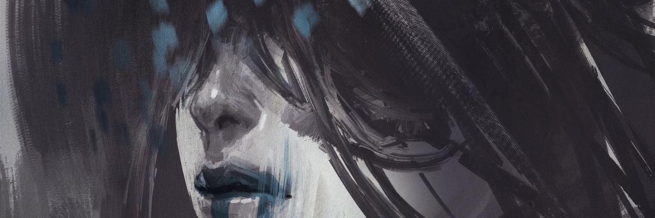 A Day in the Life of Someone With Hemiplegic Migraines dark abstract image of a woman whose eyes are covered by her hair