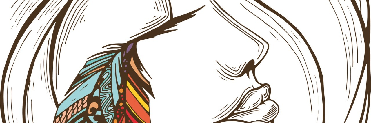 Why the Invisible Scars of My Chronic Illness Battle Matter black silhouette of a girl in profile with feathers in her hair and eyelashes , linear vector illustration of a girl on a white background