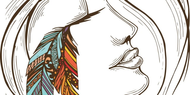 Why the Invisible Scars of My Chronic Illness Battle Matter black silhouette of a girl in profile with feathers in her hair and eyelashes , linear vector illustration of a girl on a white background