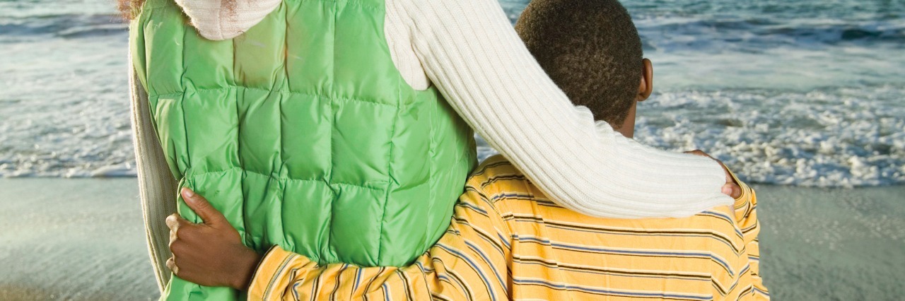 Response to People Who Think Special Needs Parents Are 'Brave' Mother and son with arms around each other, facing beach shoreline