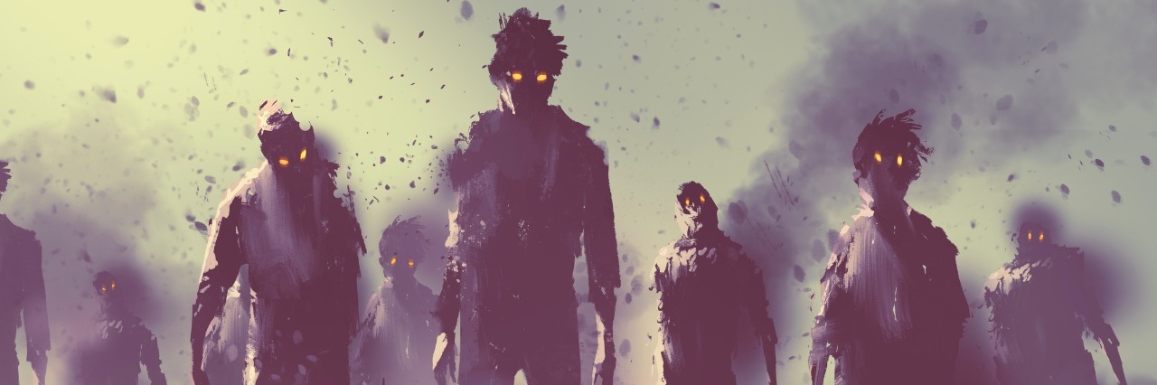 Why Psoriatic Arthritis Patients Can Survive a Zombie Apocalypse digital drawing of zombies walking at night