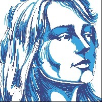 Illustration of woman looking pensive, looking off to the side with head slightly turned