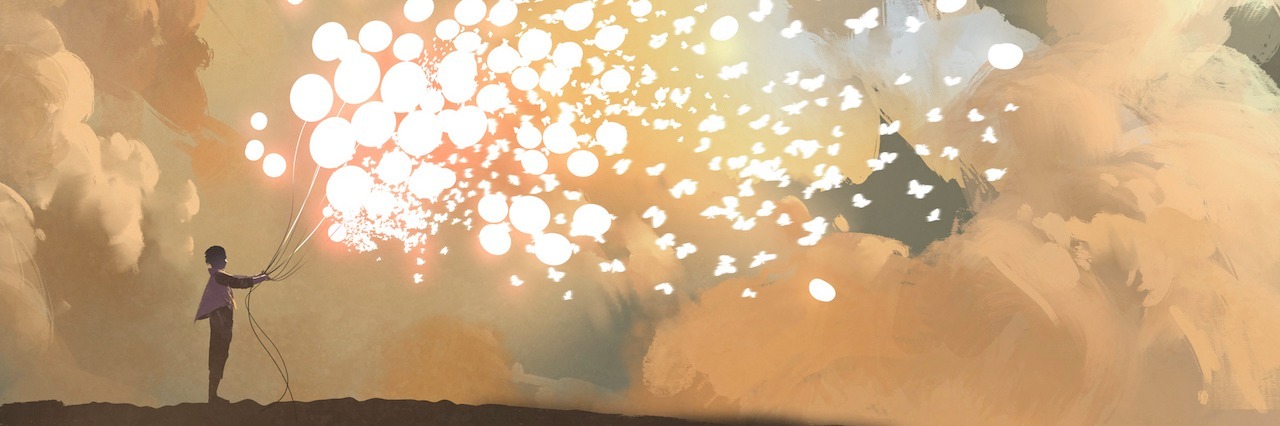 When People Don't Understand Your Depression Watercolor paining of a man holding balloons