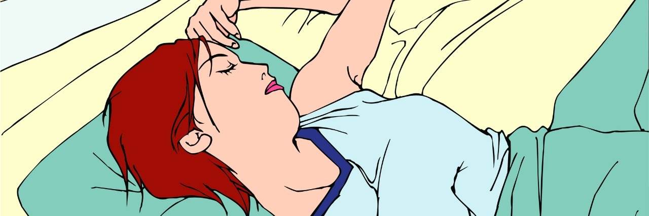 Sleep Problems for People With Chronic Diseases Woman sleeping in bed, high angle view